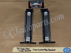 OEM 1975 1976 Cadillac Eldorado Deville Fleetwood Calais FRONT BUMPER LICENSE PLATE MOUNTING BRACKETS - PAIR #1605359
